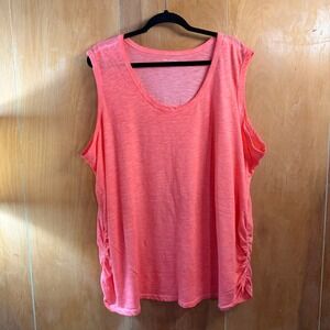 Lane Bryant Coral Pink Slub Knit Ruched Side Sleeveless Tank Top Plus Size 26/28